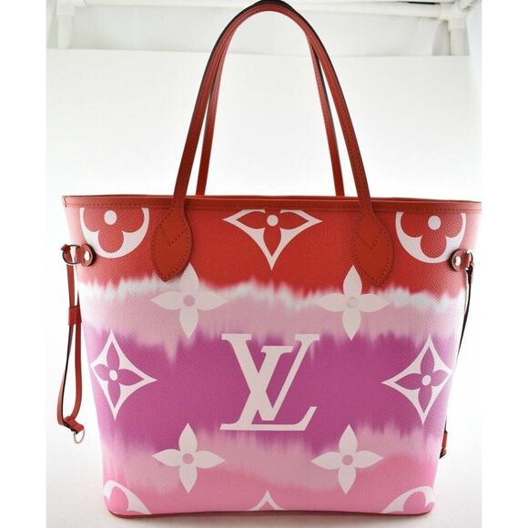 Louis Vuitton Escale Neverfull MM Red White Tie Dye Tote Handle Shoulder Bag - Picture 2 of 12